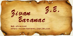 Živan Baranac vizit kartica